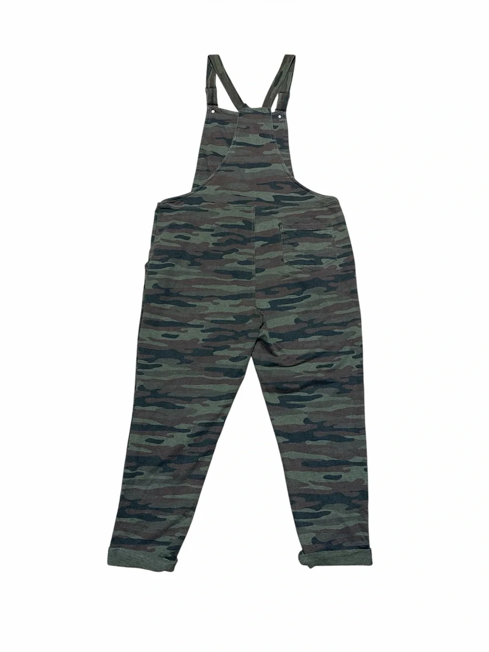 Wallflower Overalls Womens XL Green Camouflage Pants Skinny Cut Cuffed One Piece - Picture 3 of 12